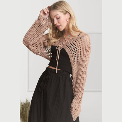 Front Lace Up Crochet Bolero