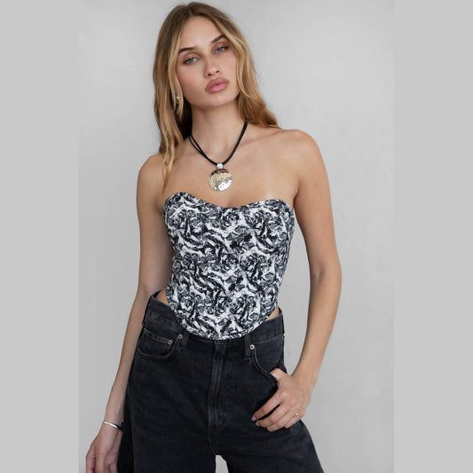 BRANDY Tapestry Print Corset Top