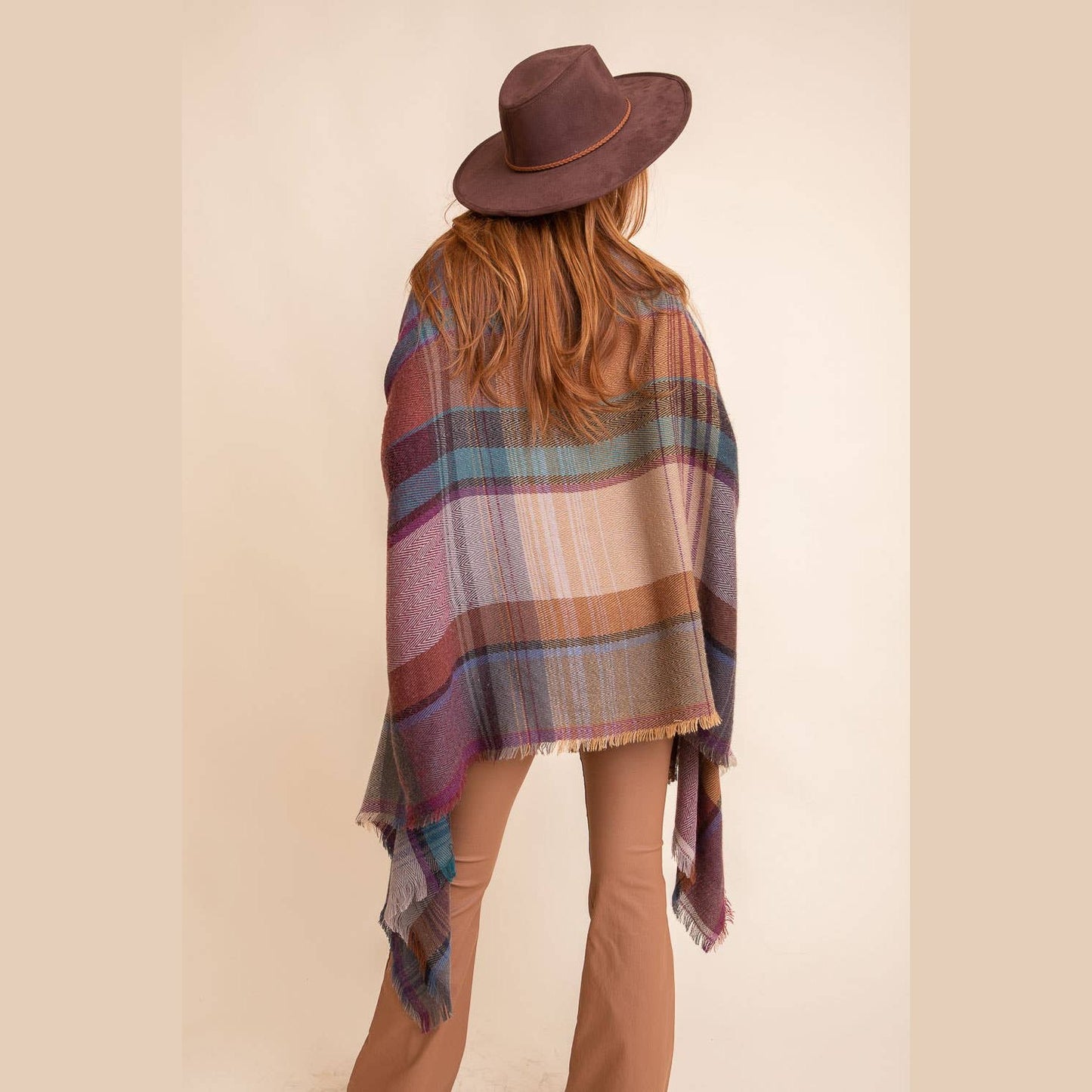 Multicolor Plaid Pocket Ruana