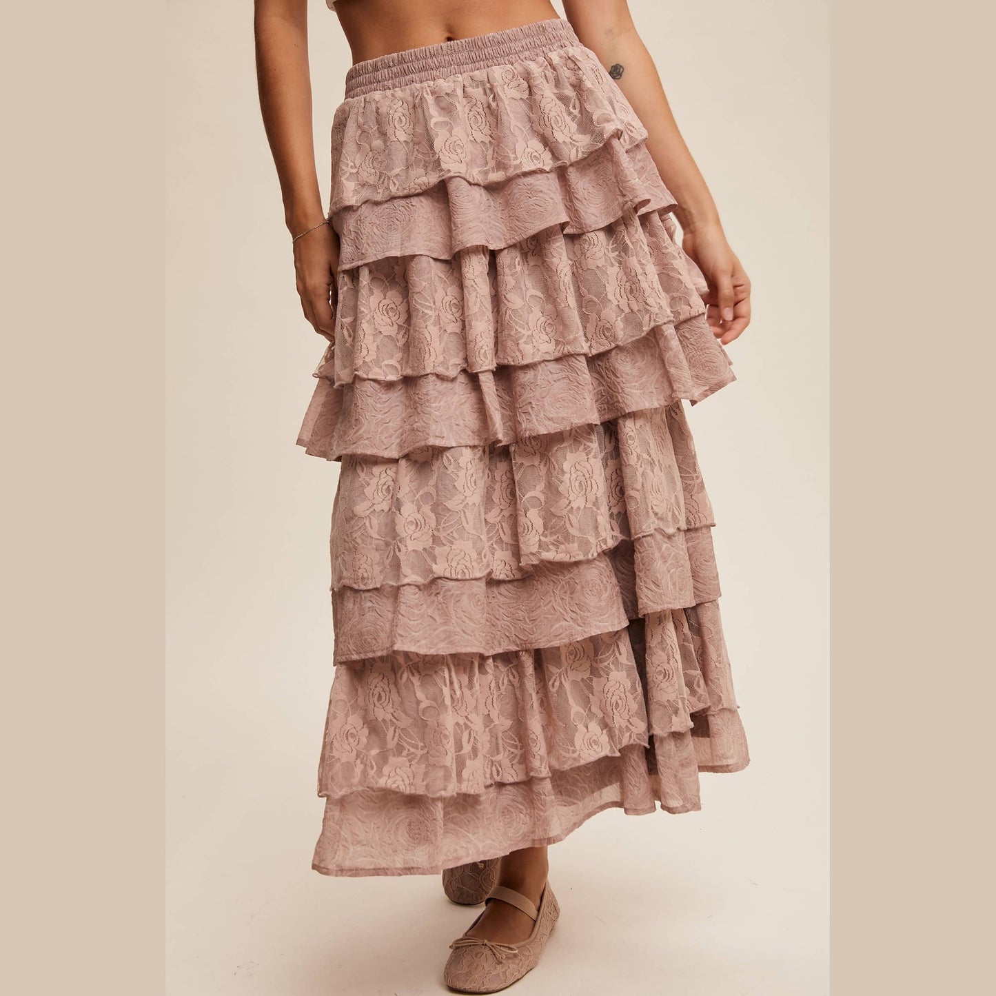 Lace Tiered Maxi Skirt