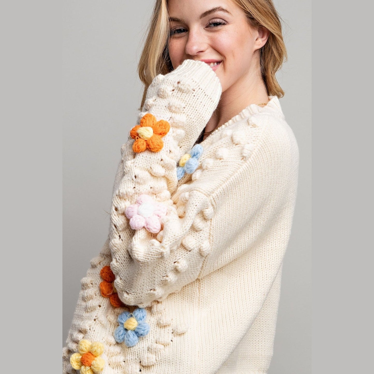 Penelope 3D Flower Sweater Cardigan