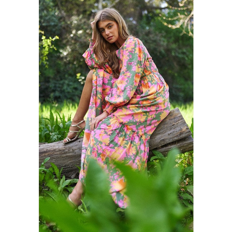 morning glory floral smocked long sleeve maxi dress Free People Morning Glory Maxi Dress Josie's Boutique