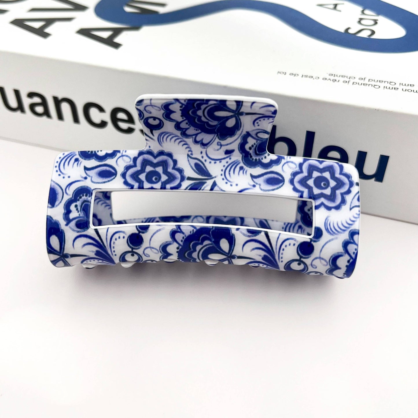 Blue and White Porcelain Pattern Hair Claw Clip - The Feral Market
