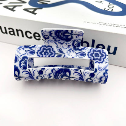 Blue and White Porcelain Pattern Hair Claw Clip - The Feral Market