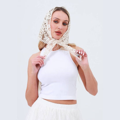 Crochet Bandana Shawl – Soft Cotton Summer Wrap - The Feral Market