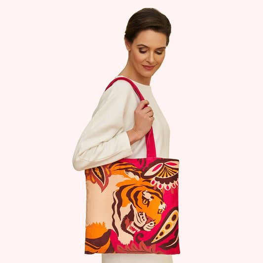 Velvet Tote Bag - Roaring Tiger