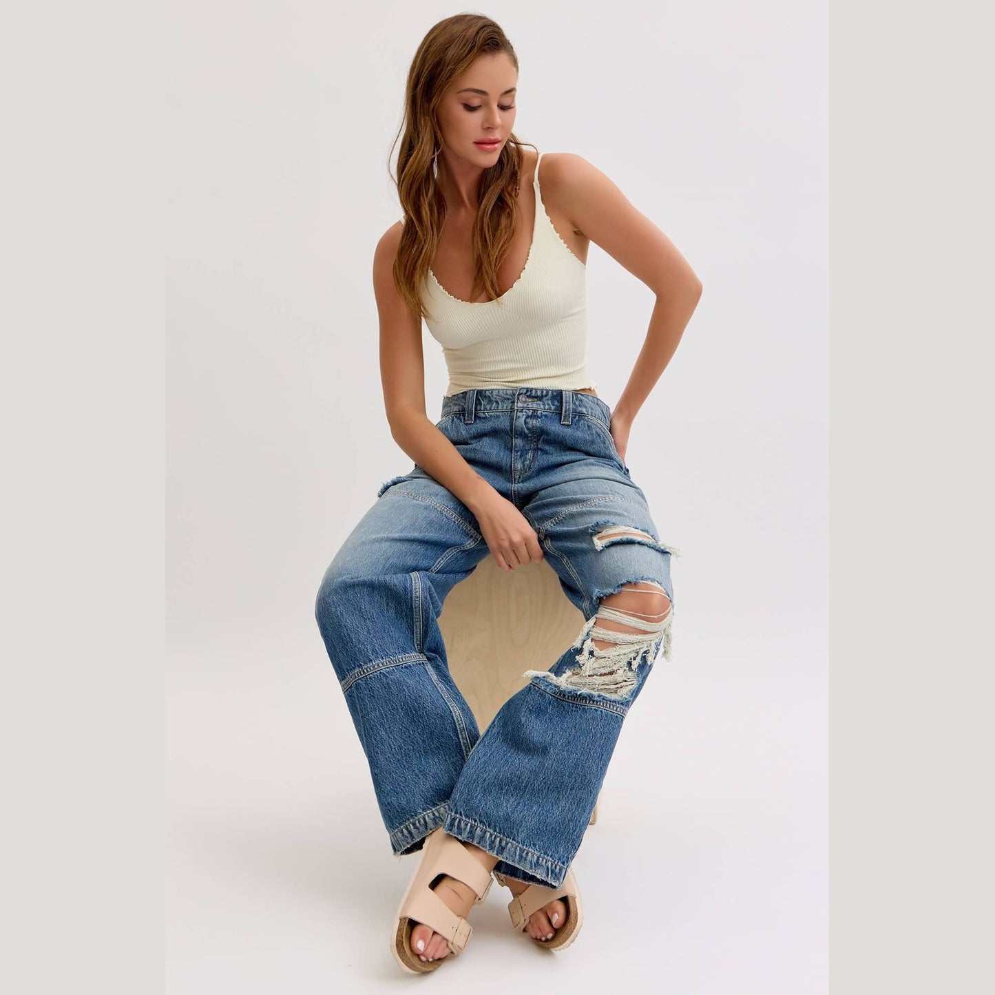 Low Baggy Jean with Front Seam