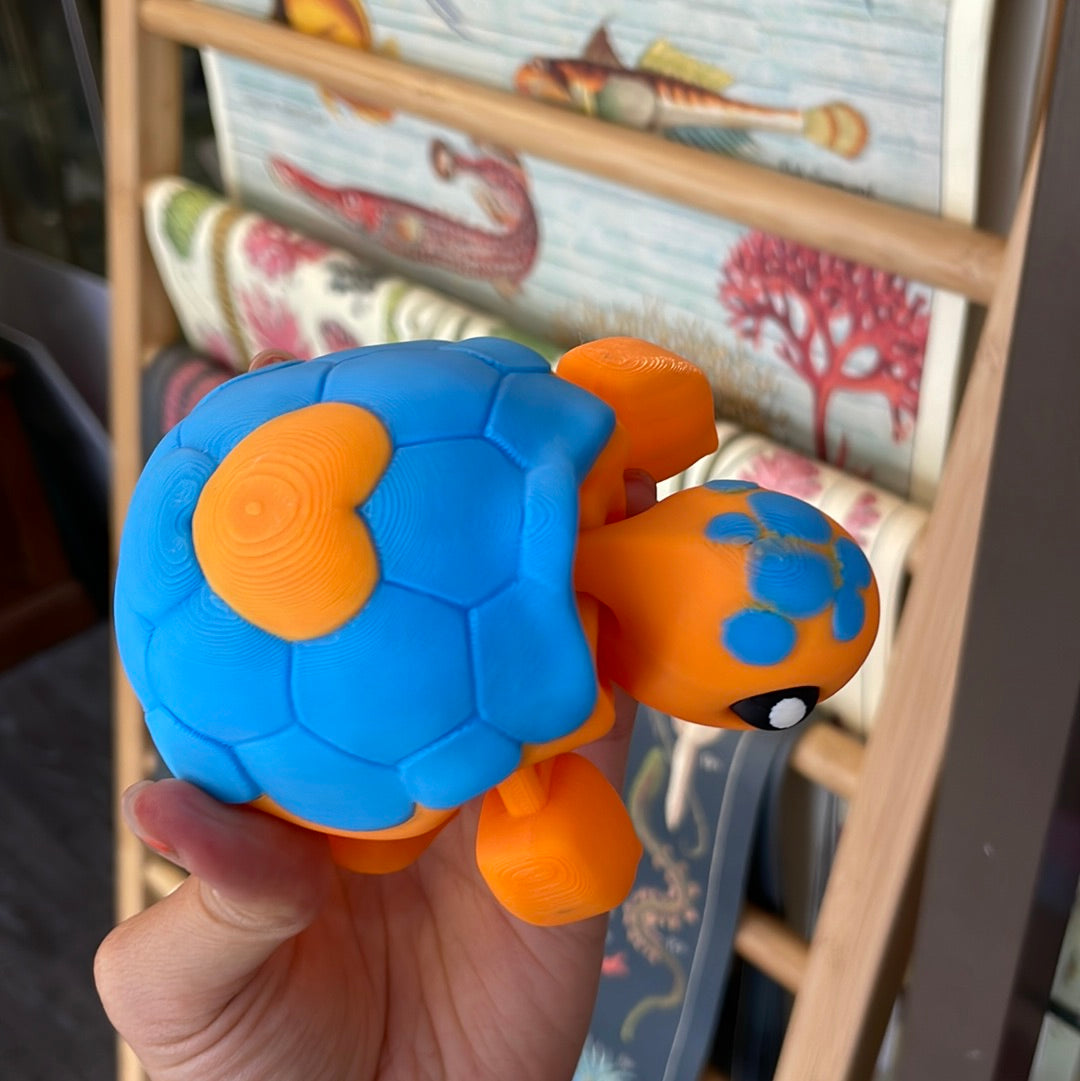3D Printed Cute Turtle *Orange/Blue*