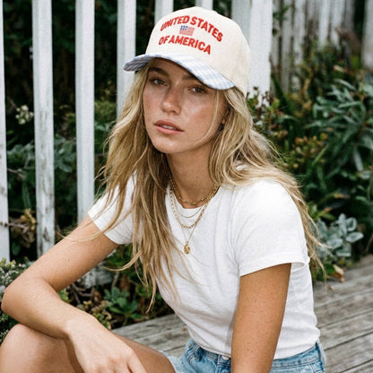 C.C Gingham UNITED STATES OF AMERICA on Two Tone Trucker Hat