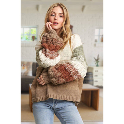 Rainbow Puff Sleeve Sweater