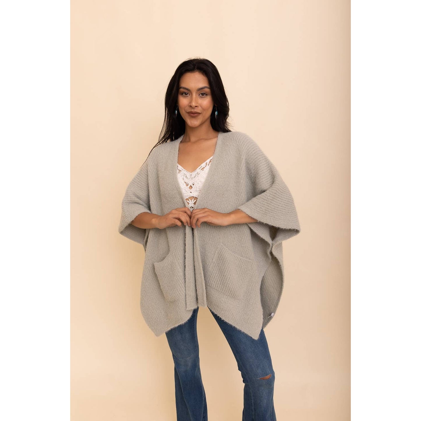 Chic Boucle Cozy Cardigan Poncho