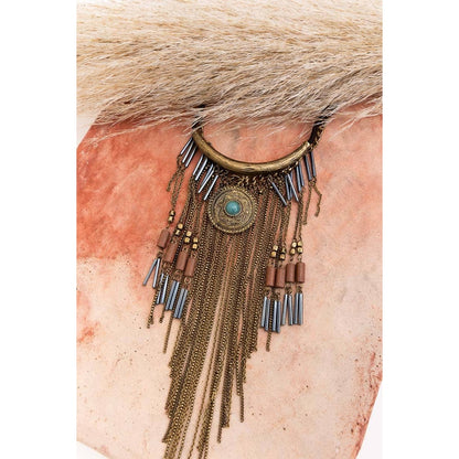 Antique Gold Turquoise Fringe Necklace - The Feral Market