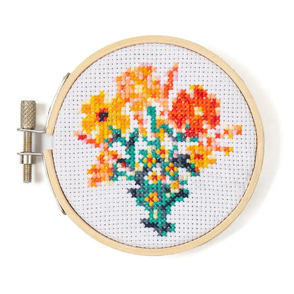 Mini Cross Stitch Embroidery Kit - Flowers
