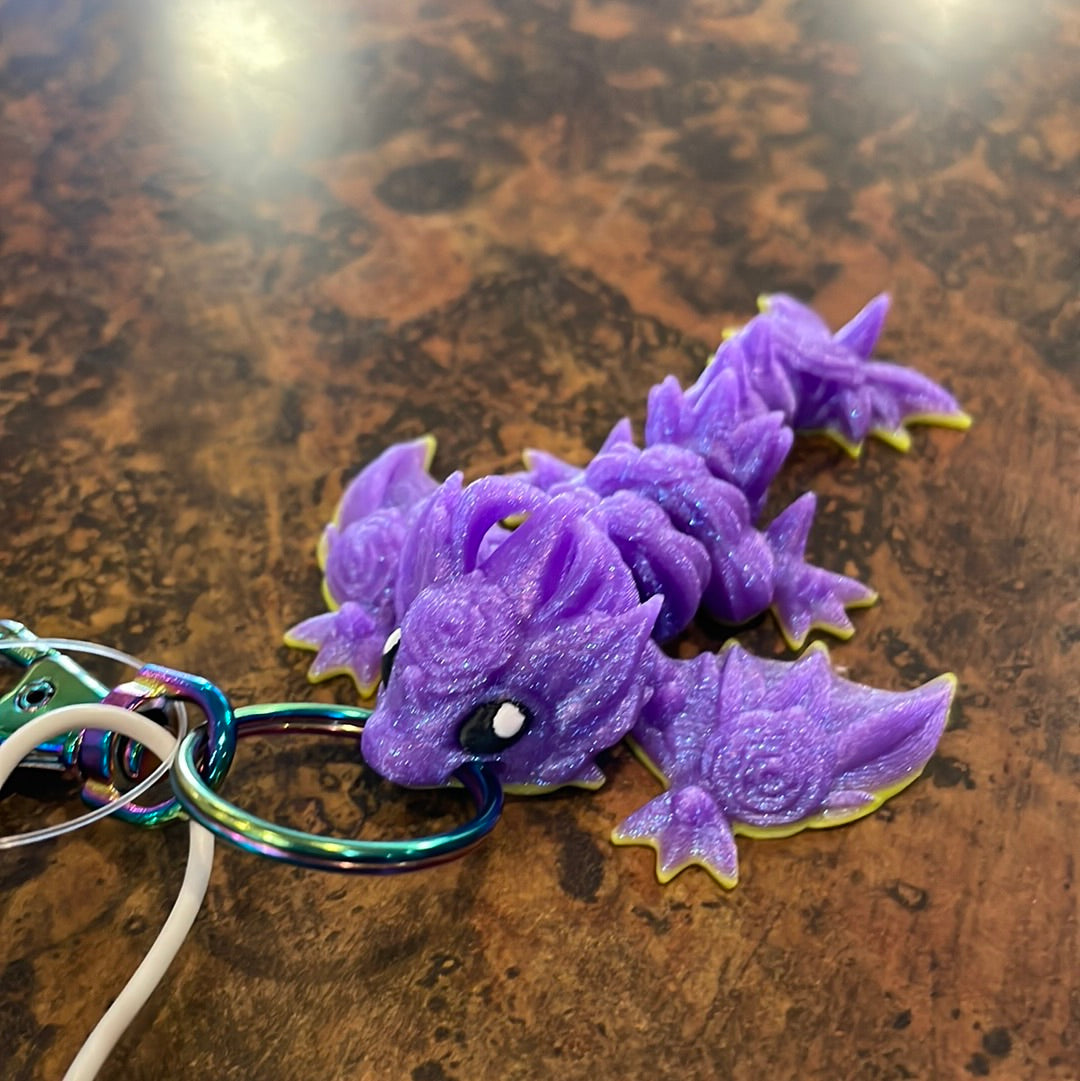 3D Printed Baby Rose Dragon Keychain