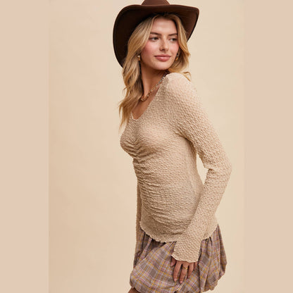 Textured Stretch Long-Sleeve Layering Top - The Feral Market