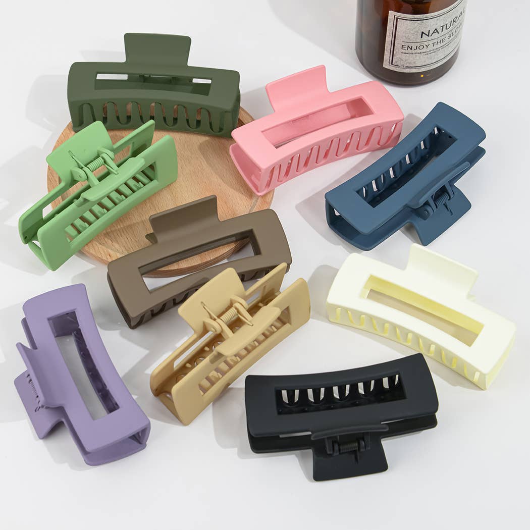 4.13'' Frosted Solid Color Rectangle Hair Clip