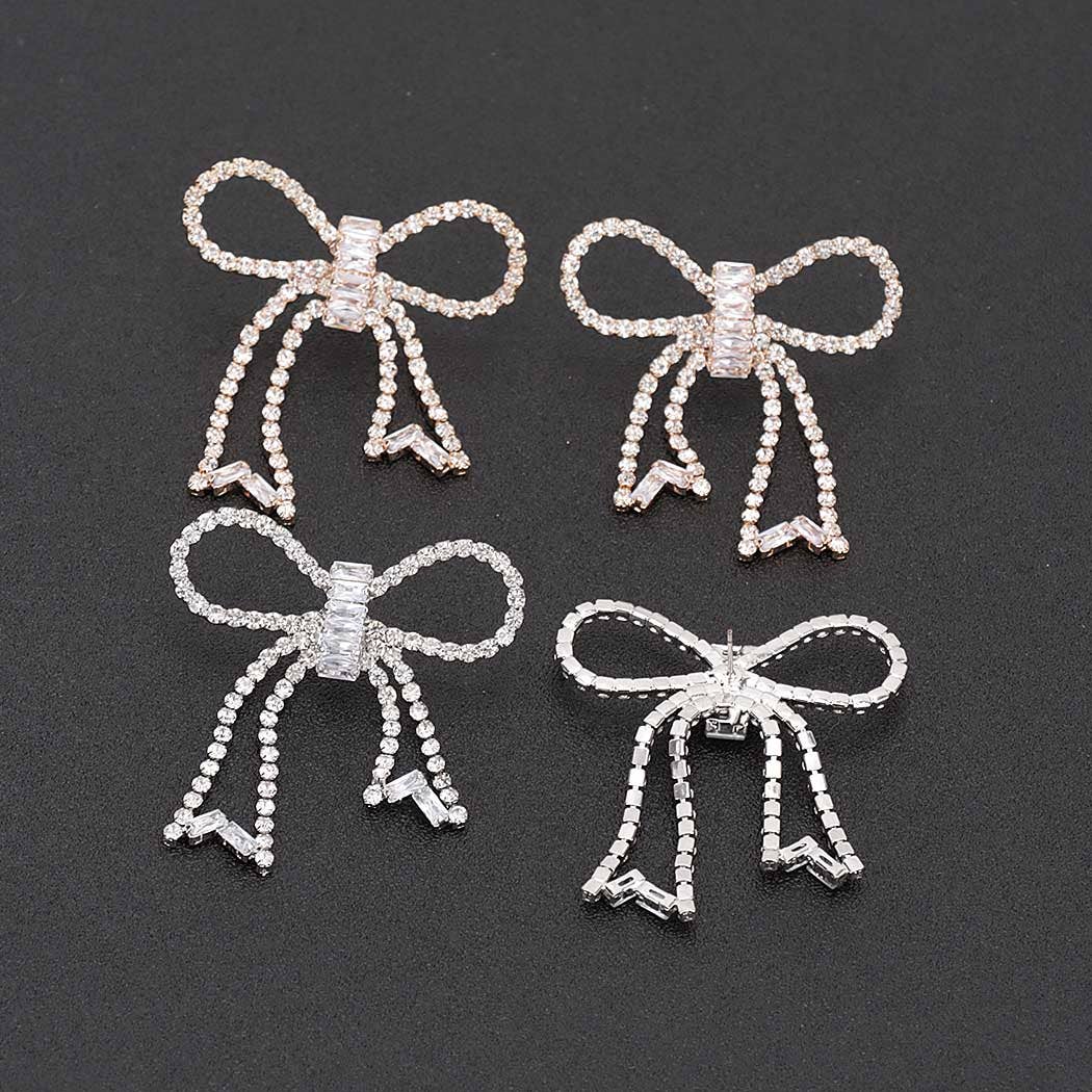 Rhinestone Ribbon Earring