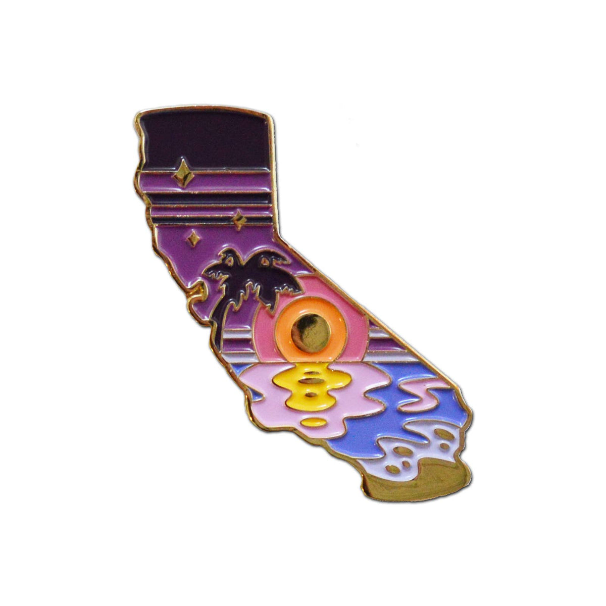 CA Retro Sunset Enamel Pin - The Feral Market