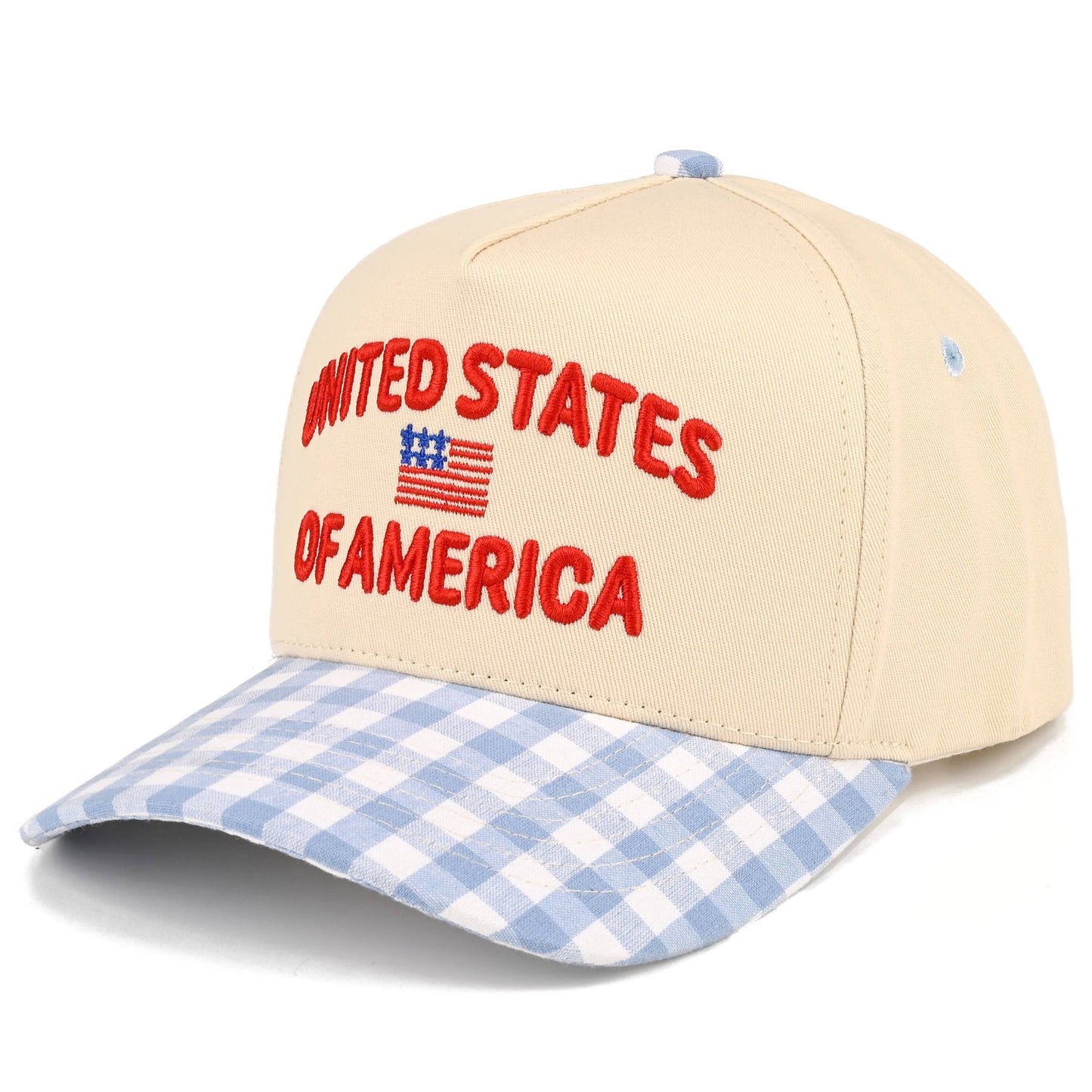C.C Gingham UNITED STATES OF AMERICA on Two Tone Trucker Hat