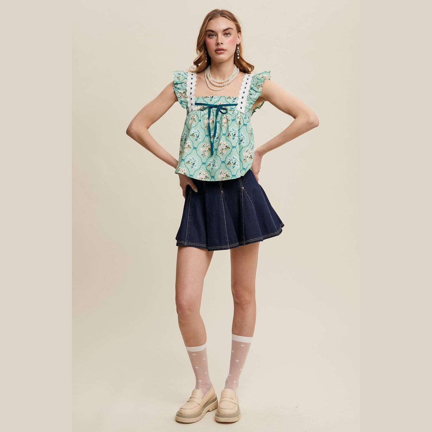 Floral Smocked Babydoll Top