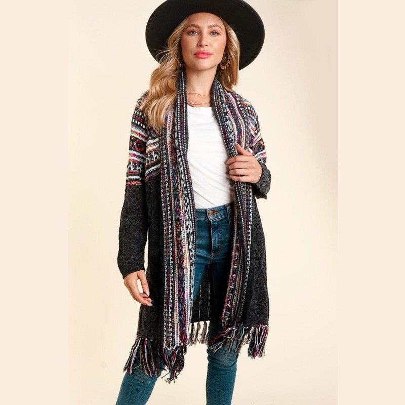 Rainbow Tassel Sweater Cardigan