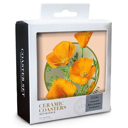 CERAMIC COASTER Monterey, California, Poppy Flowers