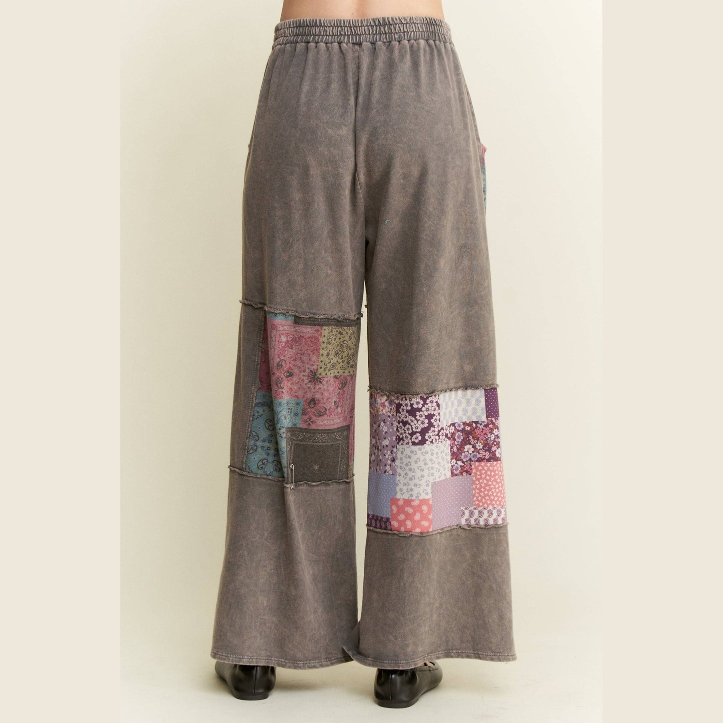 Mineral Washed Boho Block Patch Pants