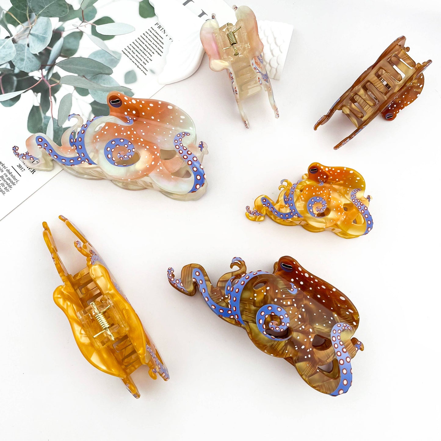 Blue Ring Octopus Hair Claw Clip, Ocean-Inspired Hair Clip - The Feral Market