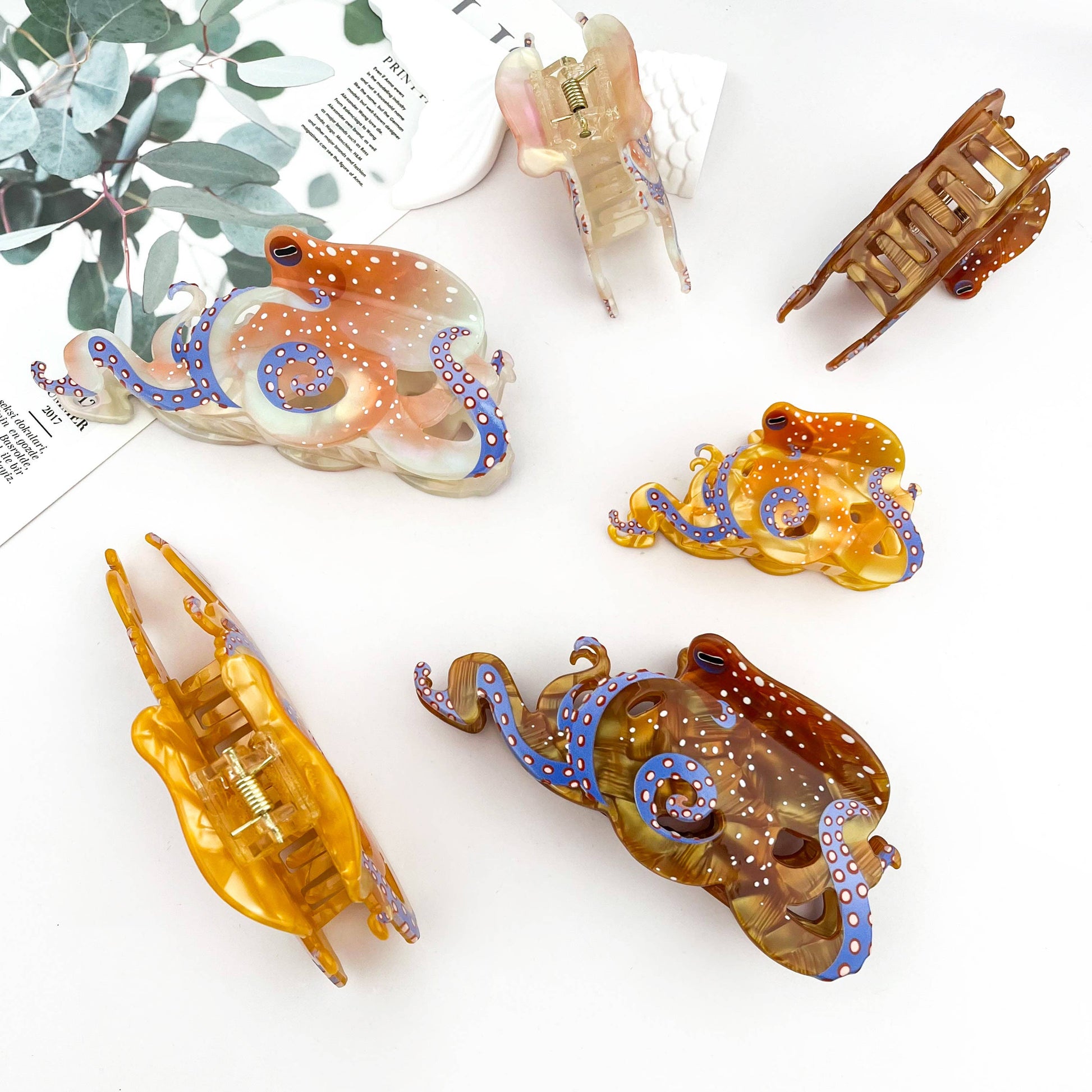 Blue Ring Octopus Hair Claw Clip, Ocean-Inspired Hair Clip - The Feral Market