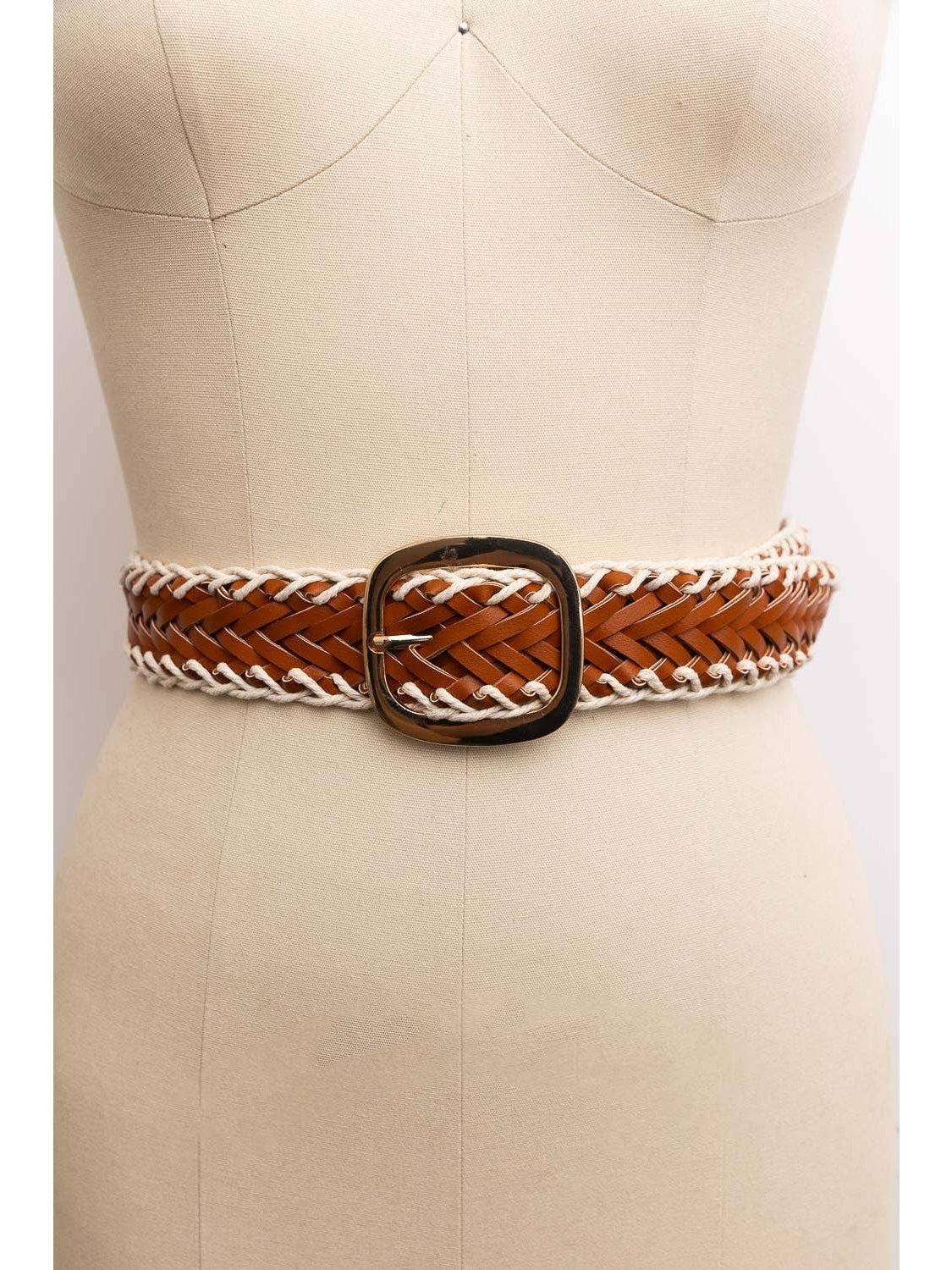 Crochet Trimmed Woven Leather Belt