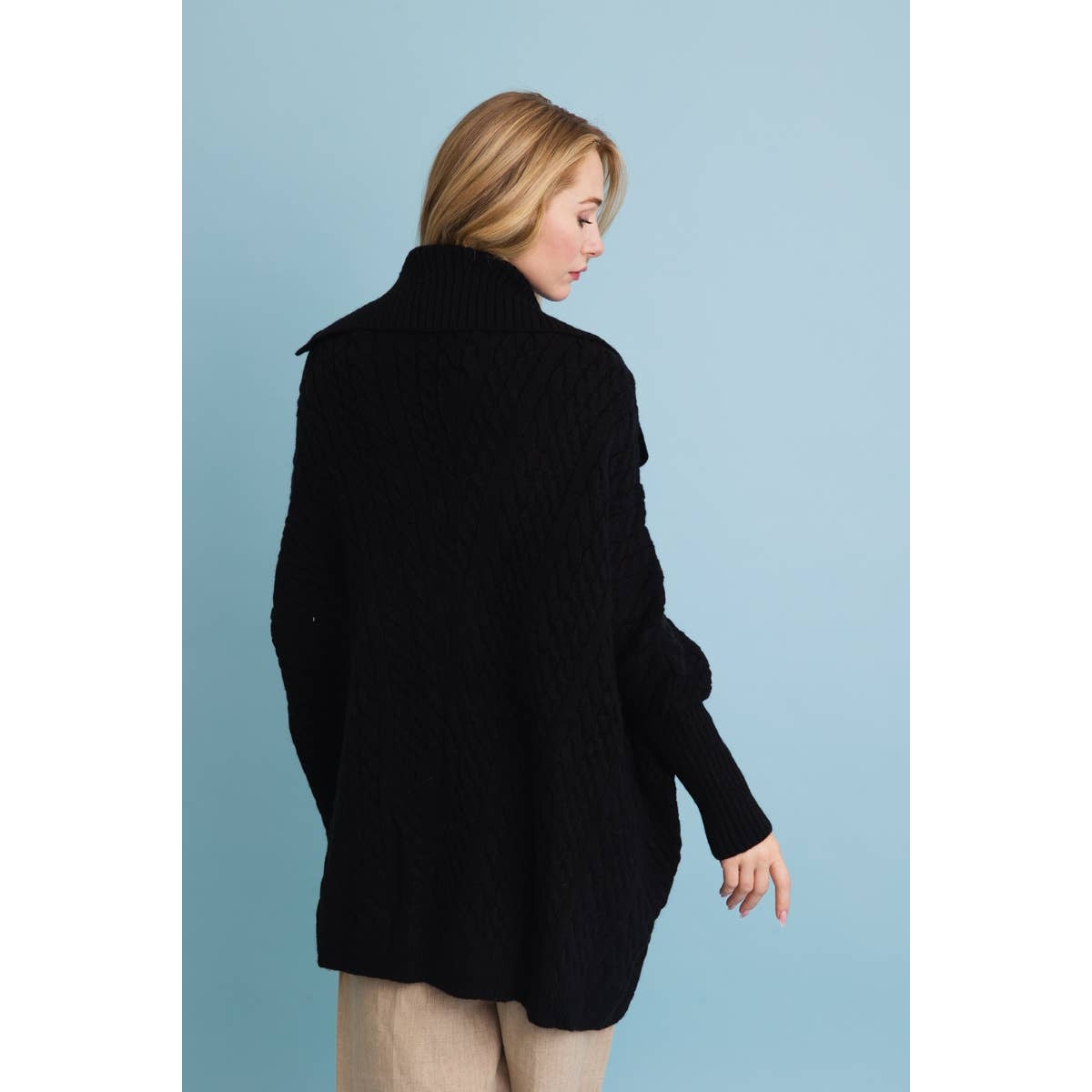 Chunky Cable Knit Oversized Poncho Cardigan