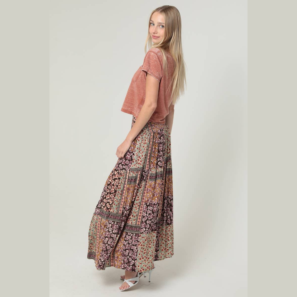 PRINTED MAXI SKIRT WITH SIDE SLIT - The Feral Market