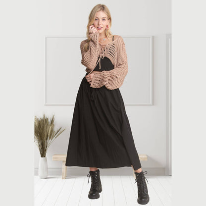 Front Lace Up Crochet Bolero