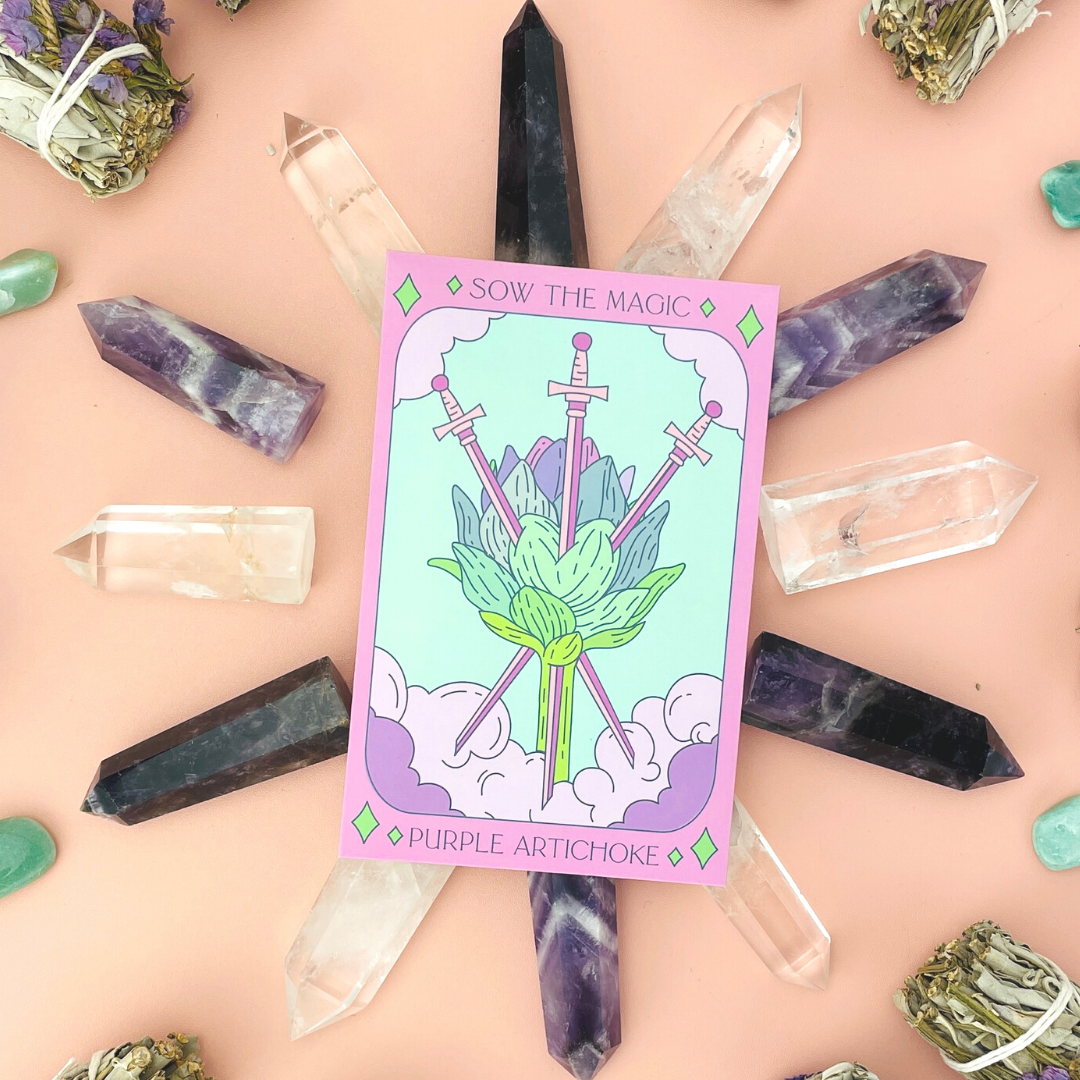 Purple Artichoke Tarot Garden + Gift Seed Packet - Thumbnail 4