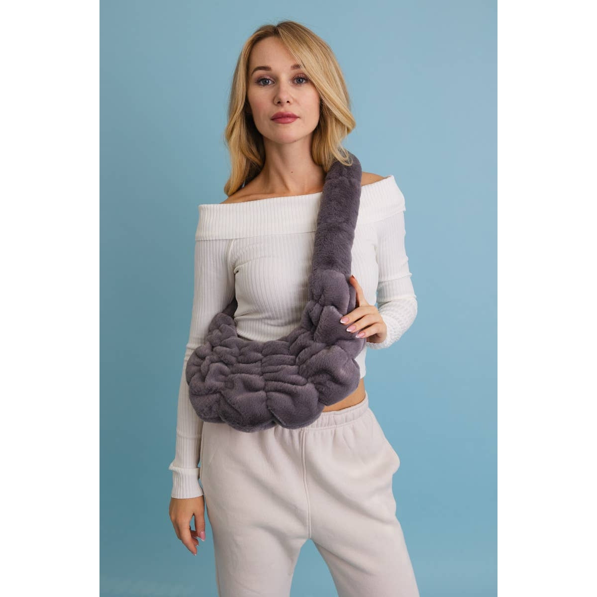 Plush Cloud Knit Cross Body Bag