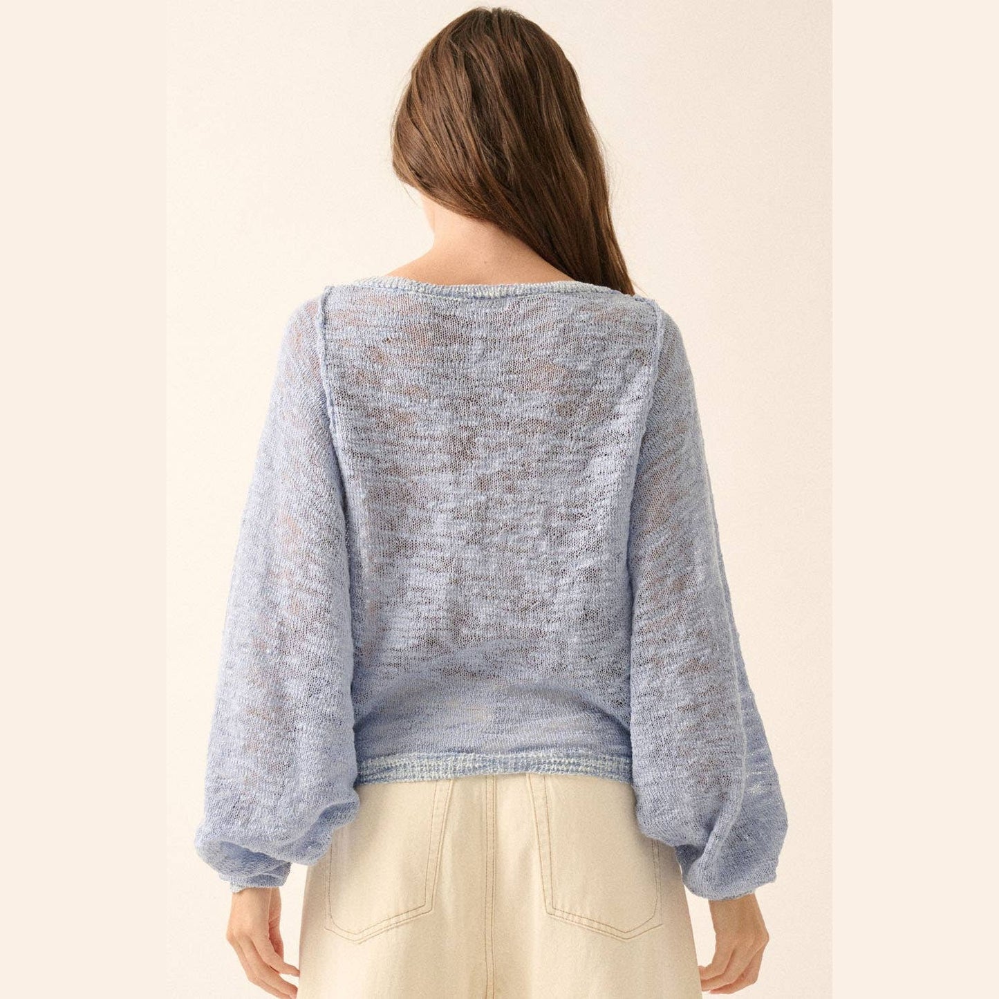 Burnout Knit Dolman-Sleeve Sweater