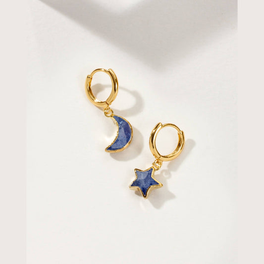 Sky Gazing Mismatched Hoop Earrings- Sapphire