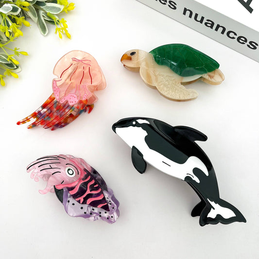 Marine Animal Hair Clip, Jellyfish Squid Claw Clip