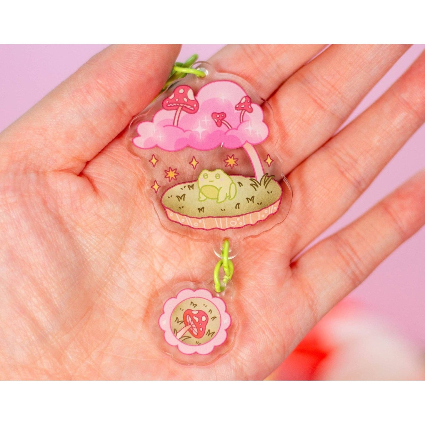 Mushroom Frog Linked Keychain