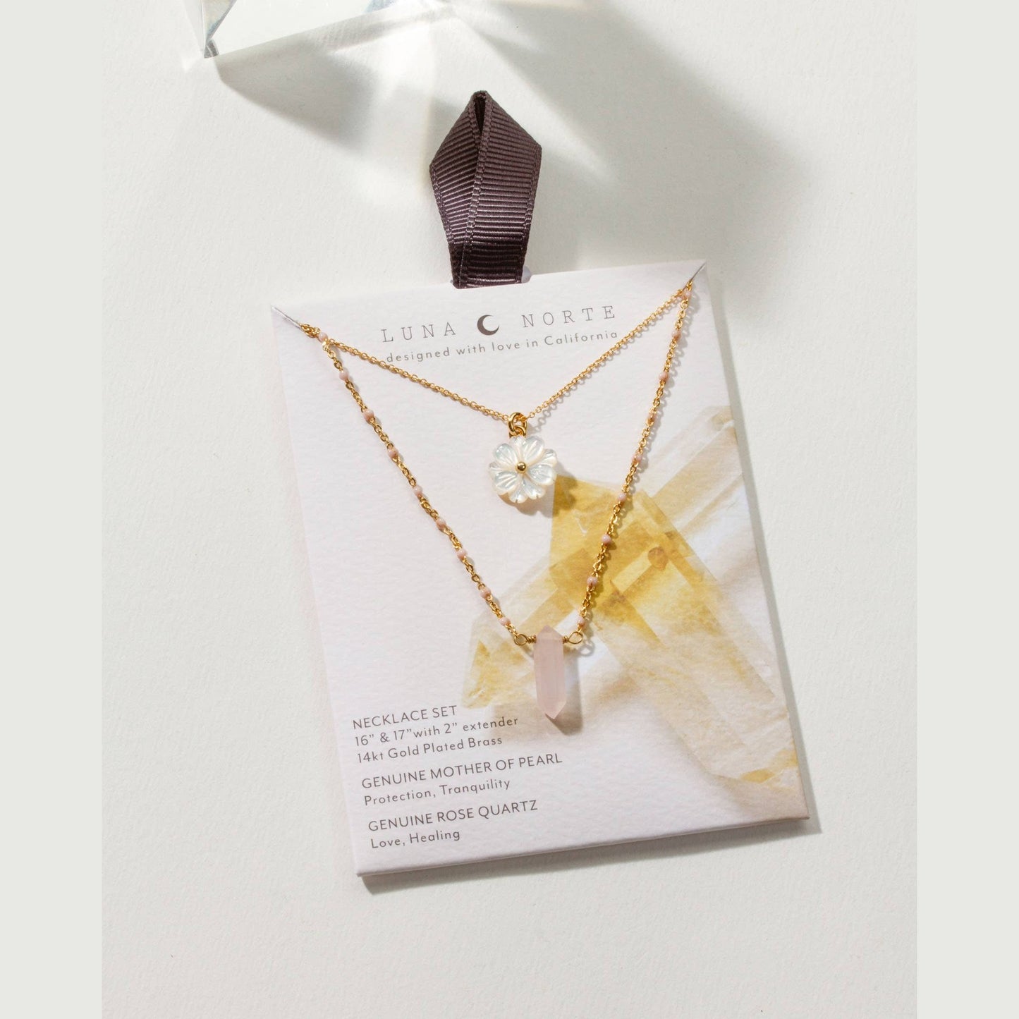 Blooming Crystal Layered Necklace Set- Rose Quartz