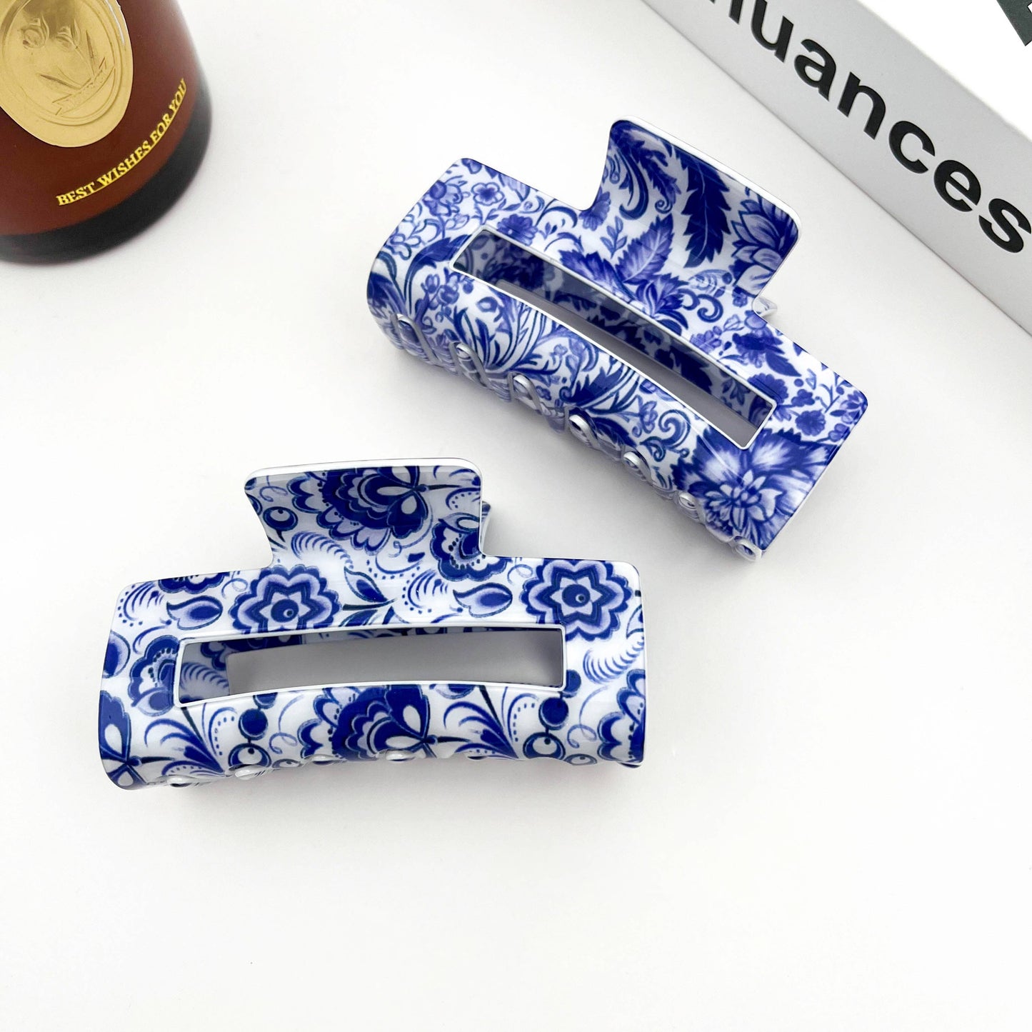 Blue and White Porcelain Pattern Hair Claw Clip - The Feral Market