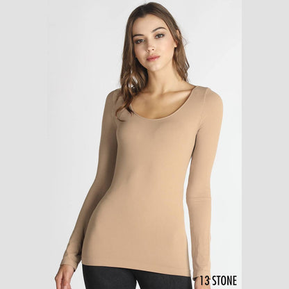 Long Sleeve Scoop Neck Top