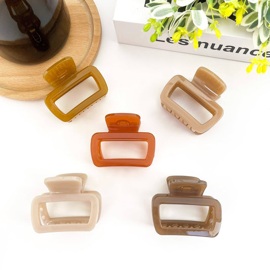 Square Thickened Hair Clip, Brown Series Claw Clip
