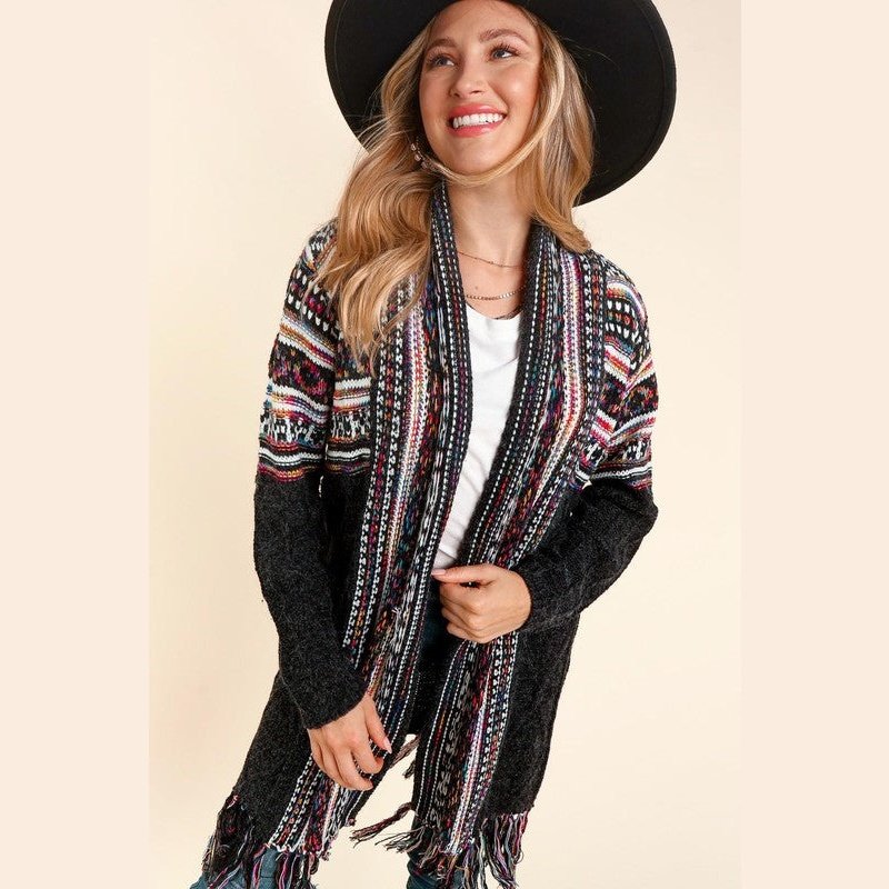 Rainbow Tassel Sweater Cardigan