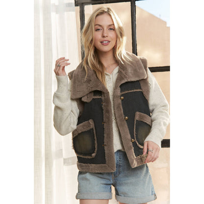 Knit Henly Denim Faux Fur Vest