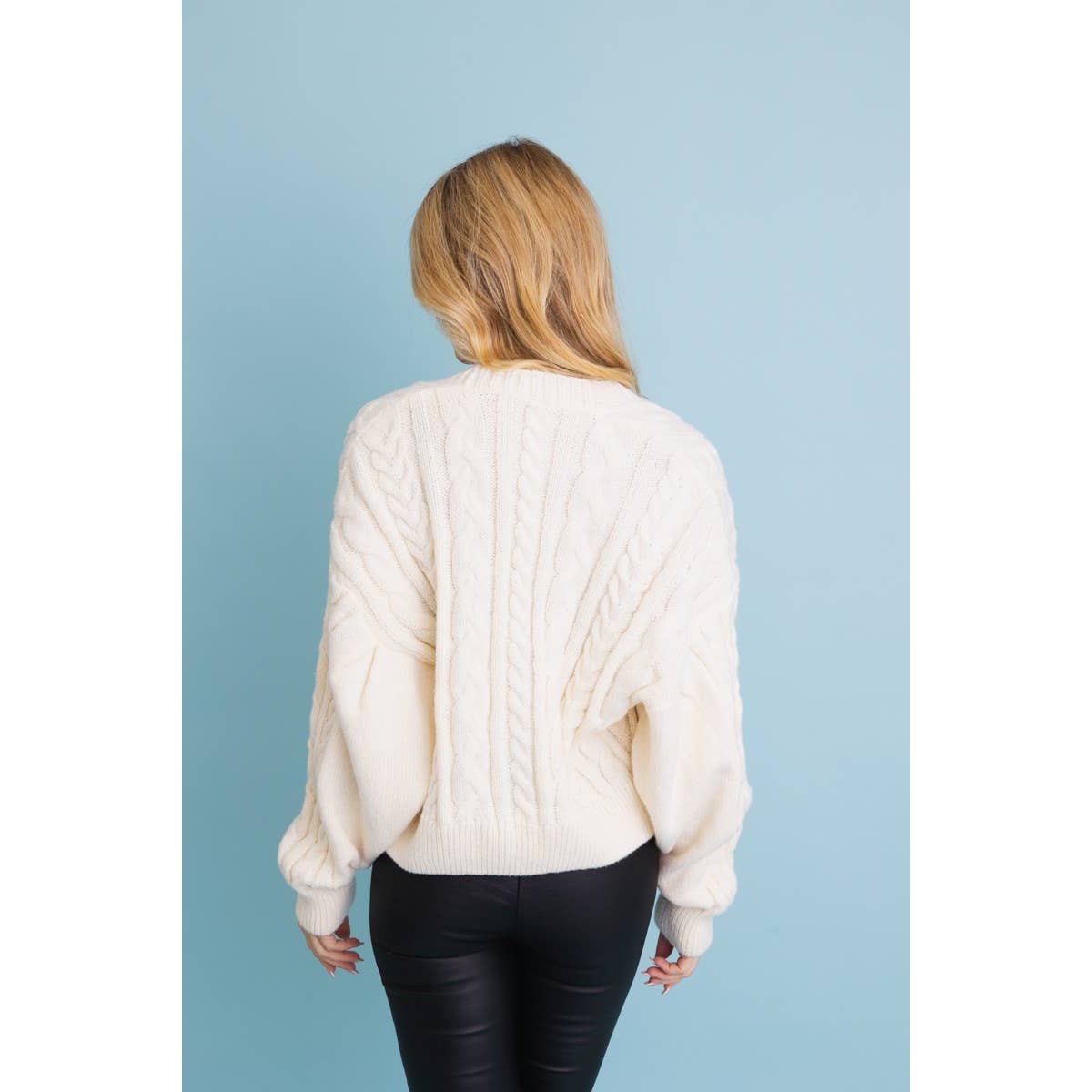 Chunky Cable Knit Button-Up Cropped Cardigan - The Feral Market