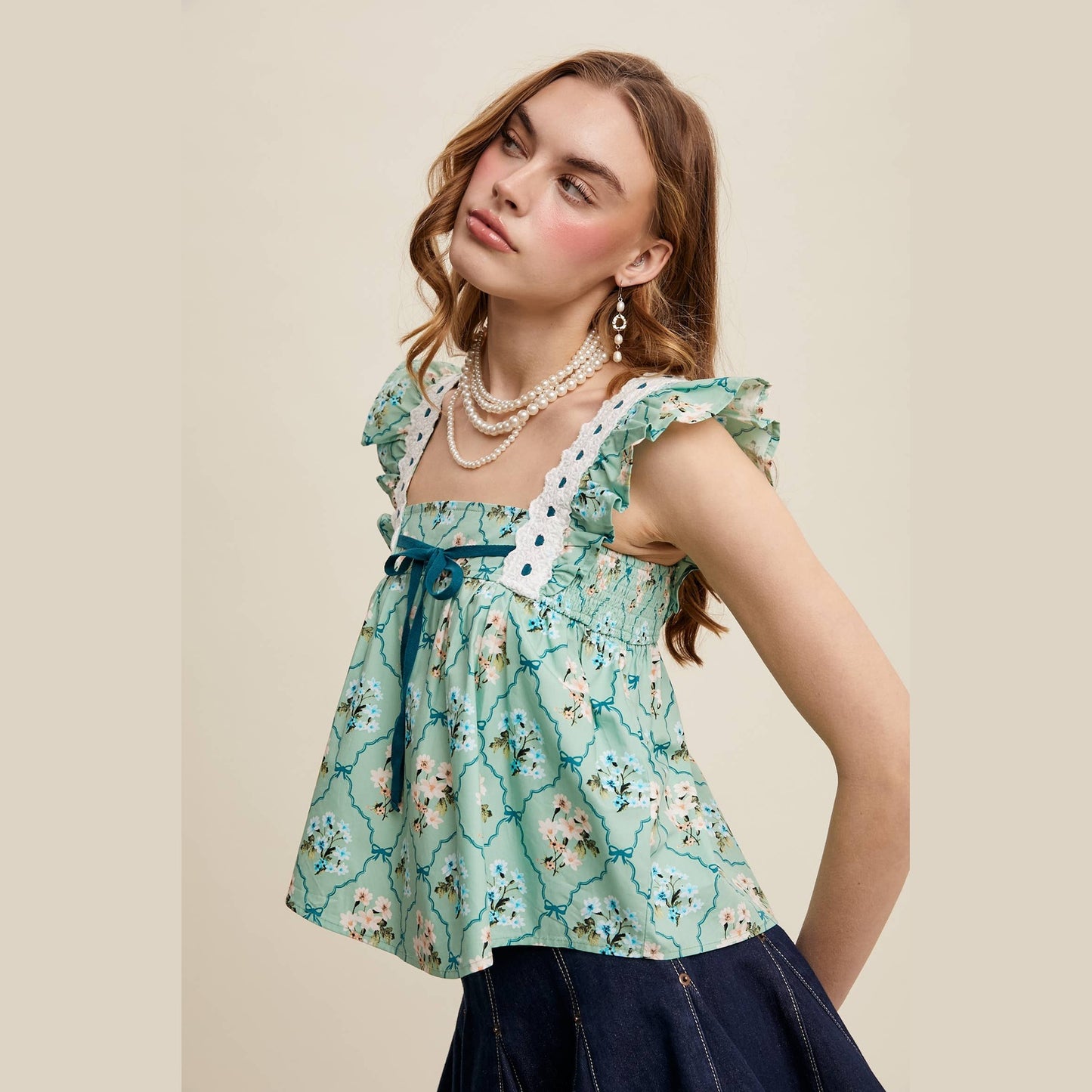 Floral Smocked Babydoll Top