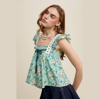 Floral Smocked Babydoll Top