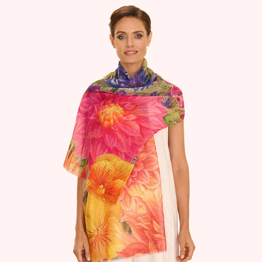 Linen/Cotton Scarf - Bountiful Blooms
