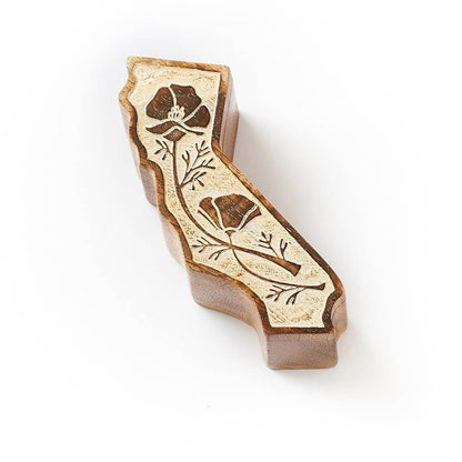 California Poppy Keepsake Box - Hand Carved State Flower - The Feral Market